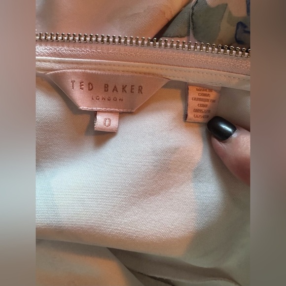 Ted Baker Karsali Elegance Scallop Skater Nude Pink Floral Cap Sleeve Dress 2 XS - Picture 15 of 16